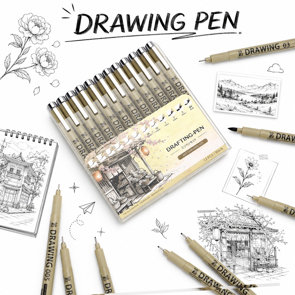 12Pcs Pigment Liner Art Marker - Correction Pen Fine 리뷰 및 가격