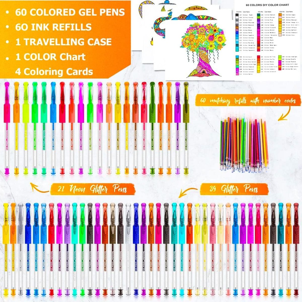 120 Pack Glitter Gel Pens Set  - Gel Refill Pack 리뷰 및 가격